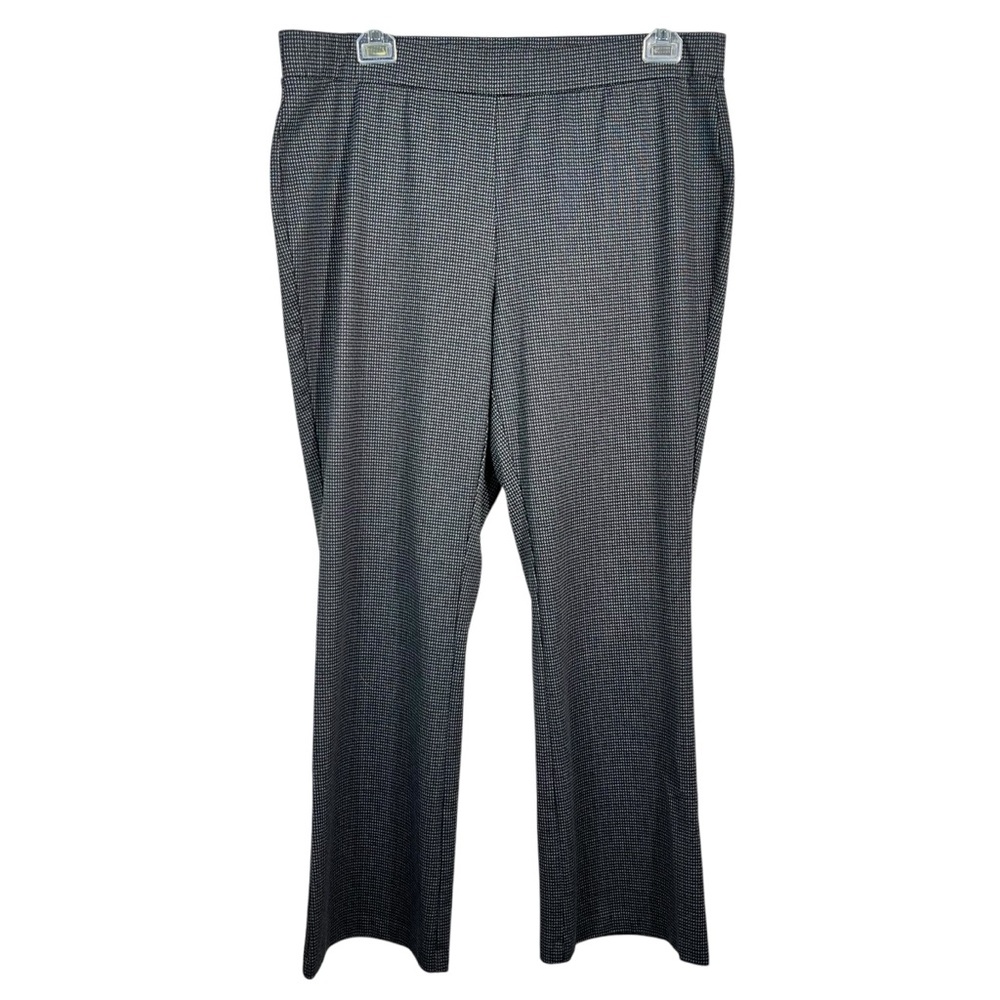 Roz & Ali Gray Black Micro Houndstooth Pull On Stretch Bootcut Trouser Pants 2X